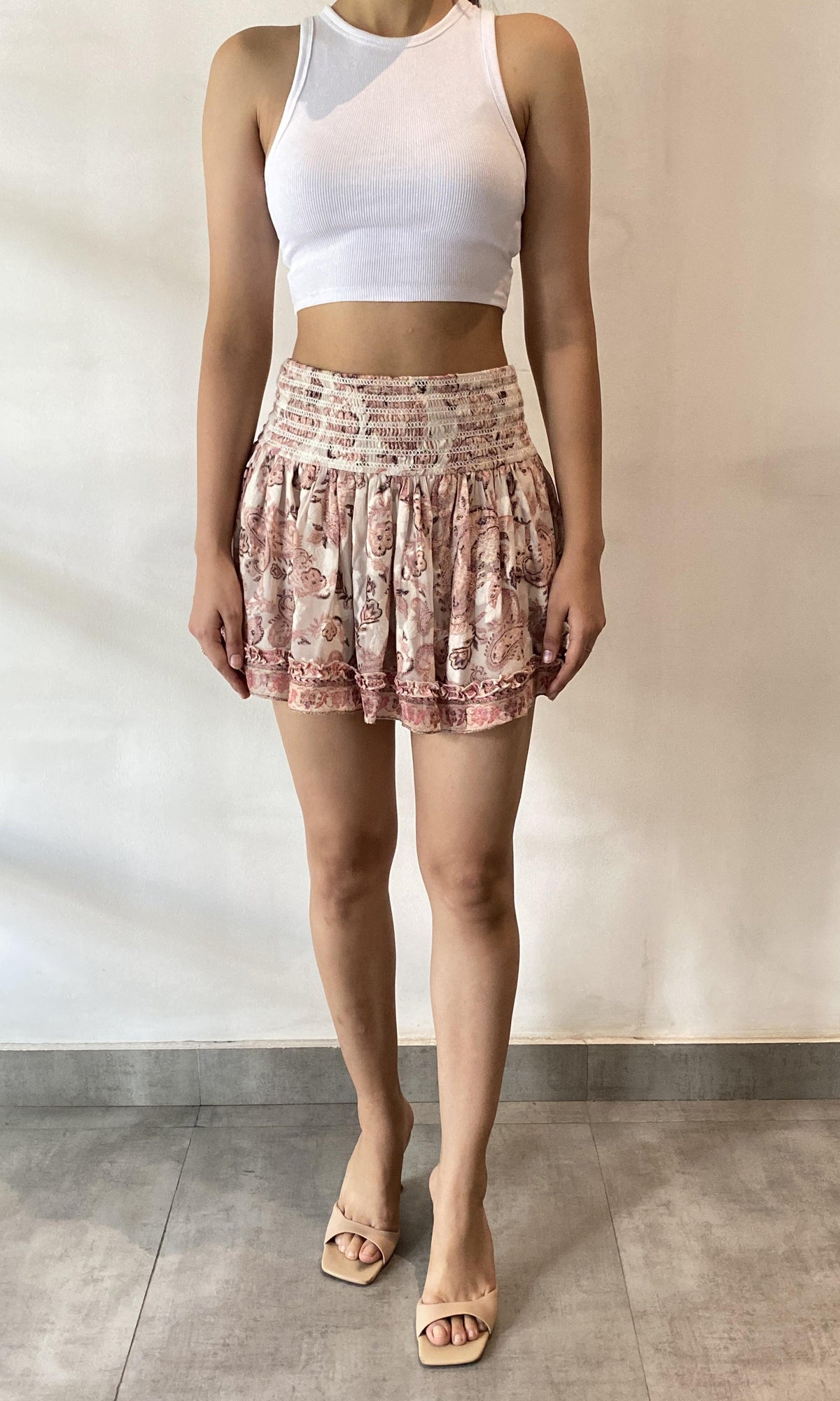 Womens | Luana Viscose Short Skirt | Nude Multi