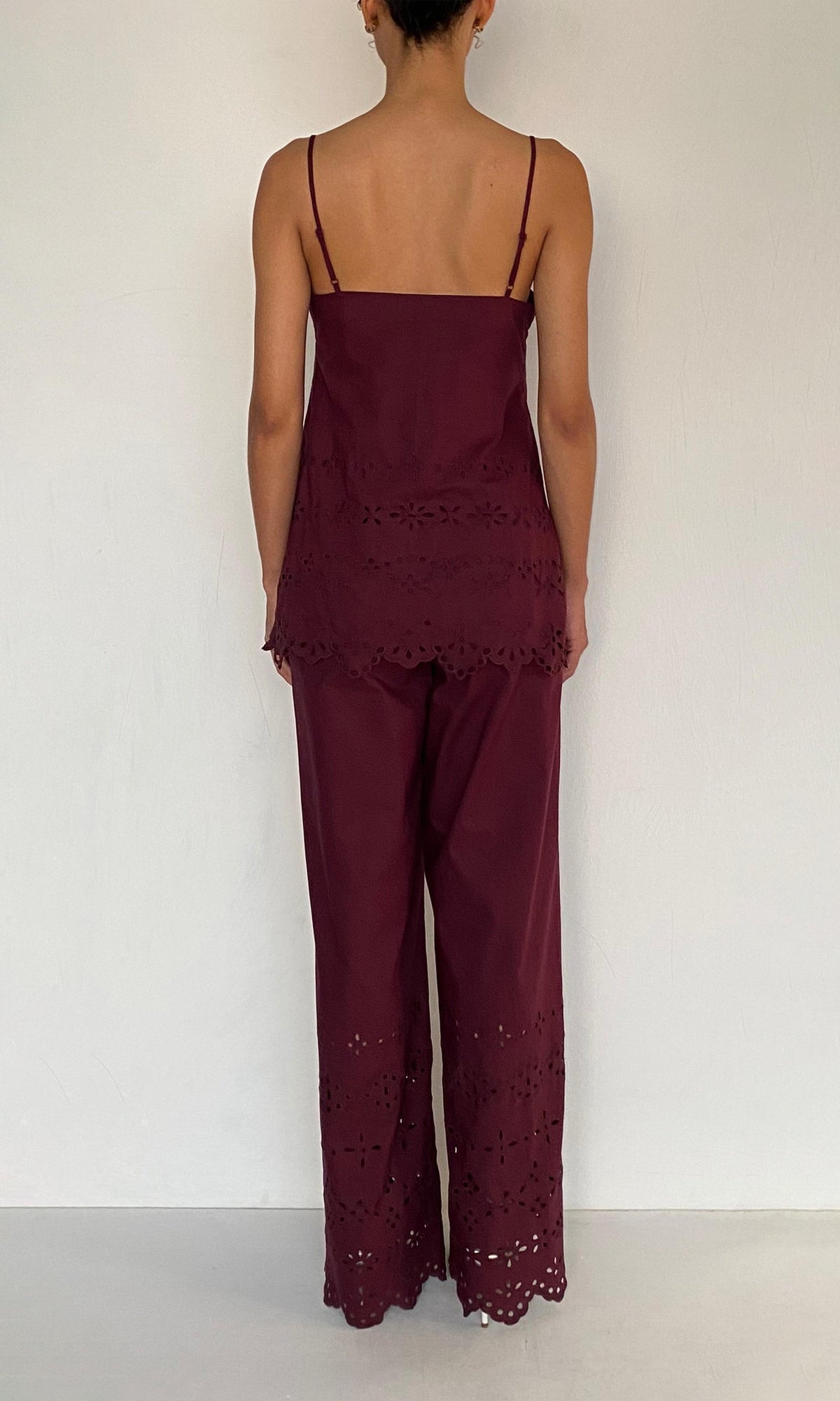Womens | Mahi Cotton Schiffli Pants | Burgundy