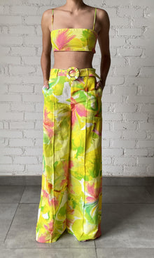 Hemant And Nandita | Mina Linen Cotton Bandeau | Yellow Floral