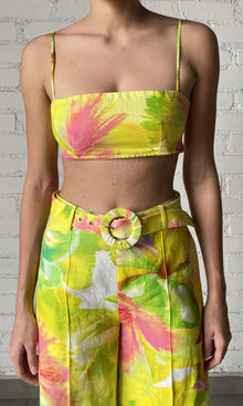 Hemant And Nandita | Mina Cotton Linen Bandeau | Yellow Floral