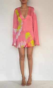 Womens | Mina Viscose Satin Short Dress | Pink