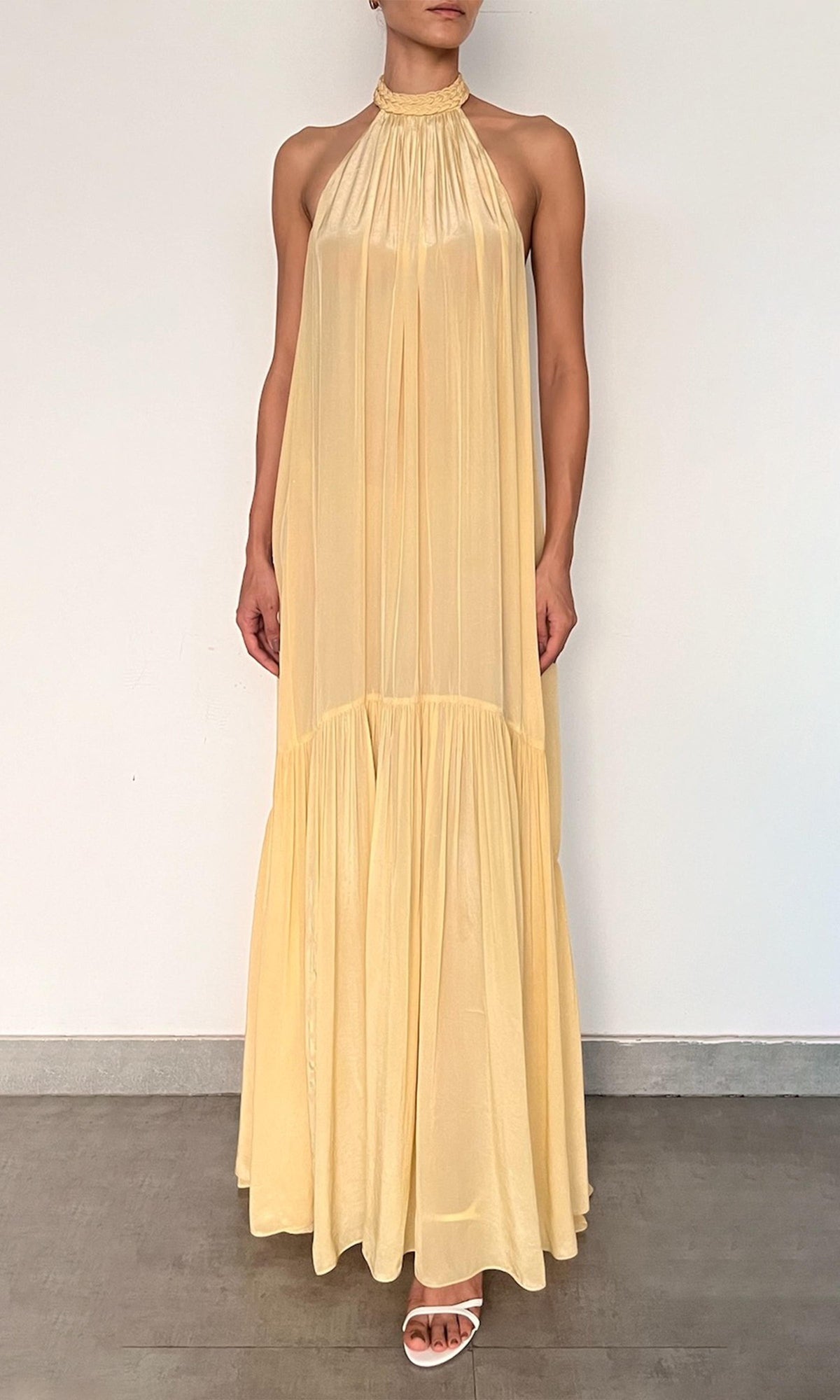 Womens | Nain Viscose Natural Crepe Long Dress | Yellow