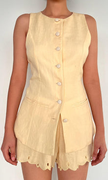 Hemant And Nandita | Nain Linen Cotton Mini Romper Vest | Yellow