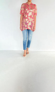 Womens | Nara Viscose Georgette Lurex Shirt | Pink
