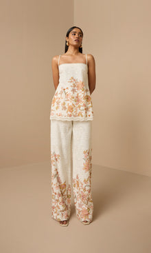 Hemant And Nandita | Niti Cotton Schiffli High Slit Top | White Floral