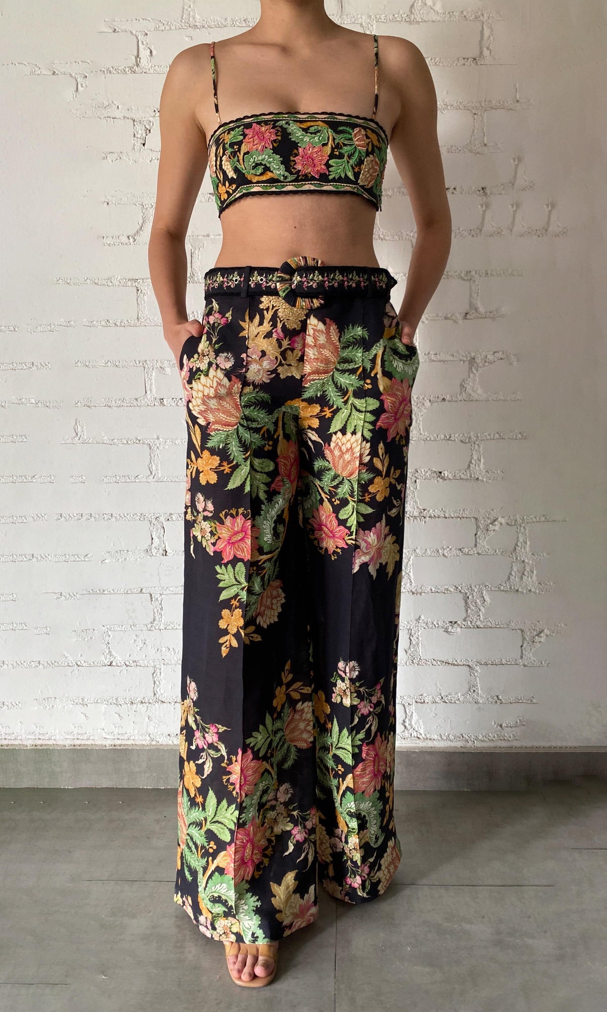 Hemant And Nandita | Pahi Linen Cotton Bandeau | Black Offwhite Floral