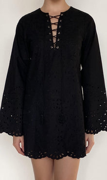 Womens | Rai Cotton Poplin Mini Dress | Black