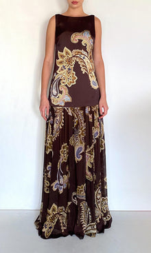 Womens | Reem Polyester Double Satin Low Armhole Maxi Dress | Brown