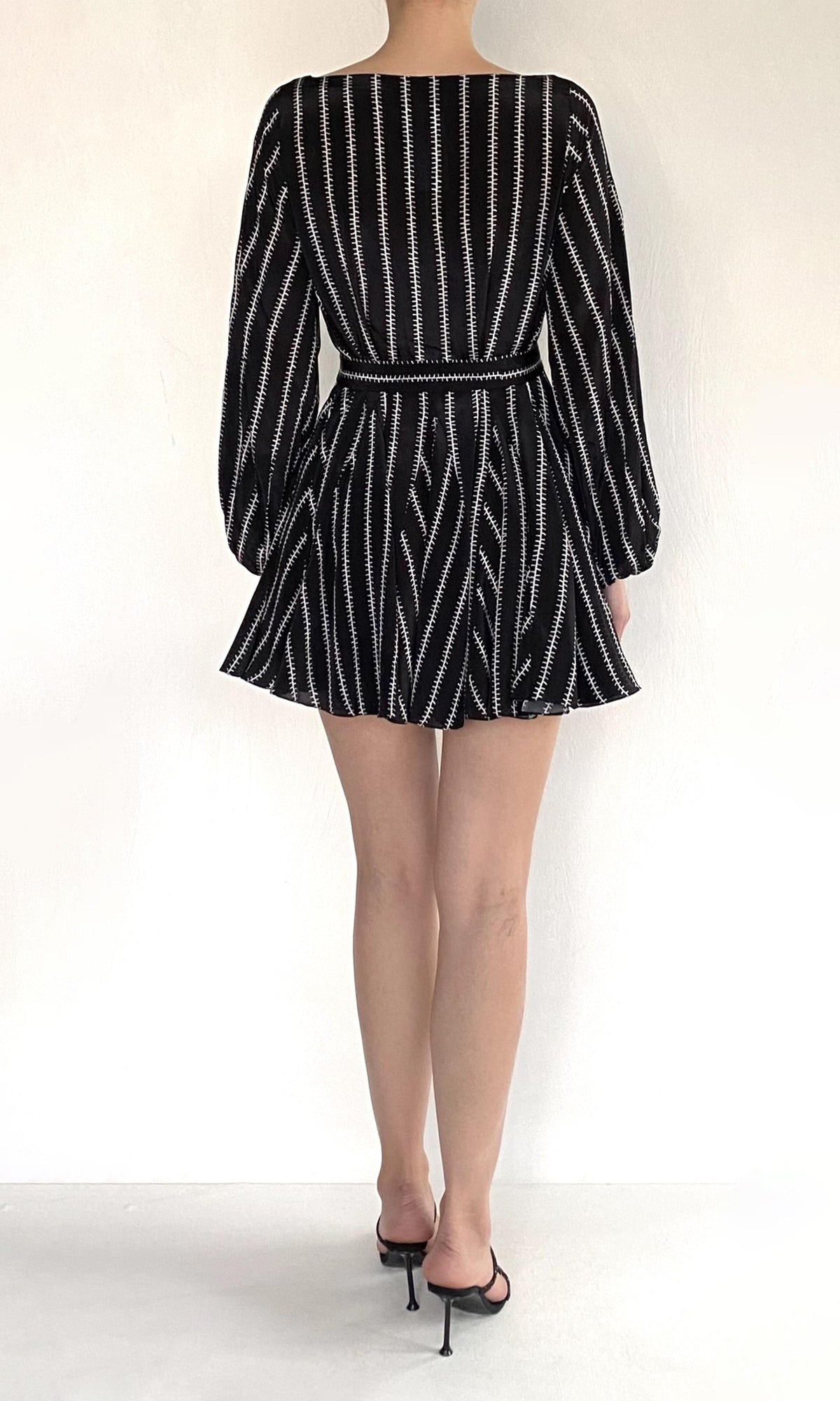 Hemant And Nandita | Rekh Viscose Crepe Mini Dress With Tie Up Belt | Black