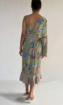 Hemant And Nandita | Rhea Viscose Cross Stitch Midi Dress | Green