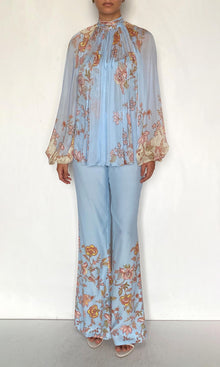 Womens | Riah Viscose Flat Chiffon Top | Powder Blue