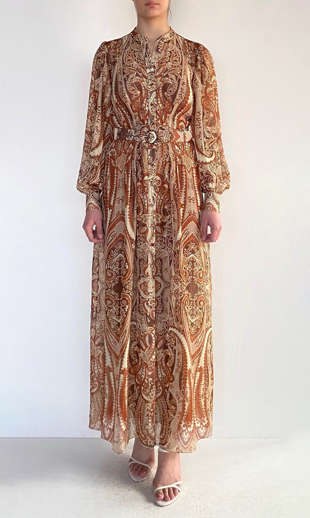 Womens | Rida Viscose Georgette Lurex Maxi Dress | Multi