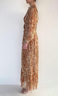 Womens | Rida Viscose Georgette-Gold Silver Lurex Stripe Maxi Dress | Eggshell