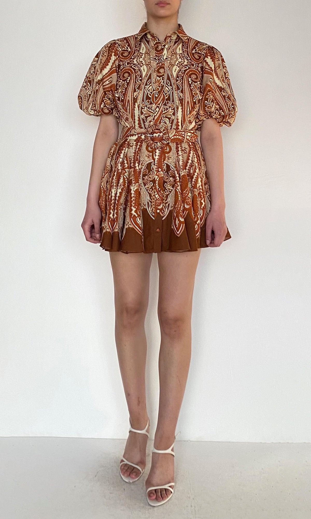 Hemant And Nandita | Rida Linen Cotton Collared Mini Shirt Dress | Multi