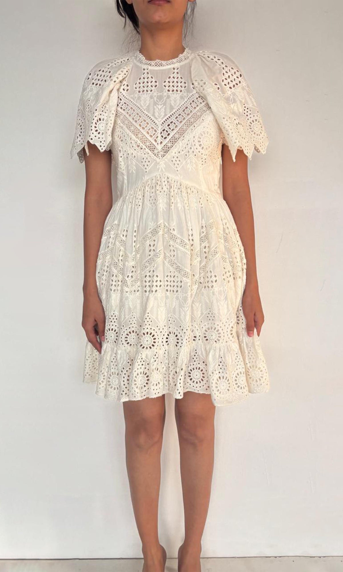Womens | Ruby Cotton Schiffli Short Dress | White