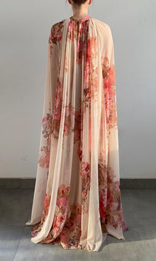 Womens | Sama Polyester Chiffon Pleated Maxi Dress | Ivory Multi
