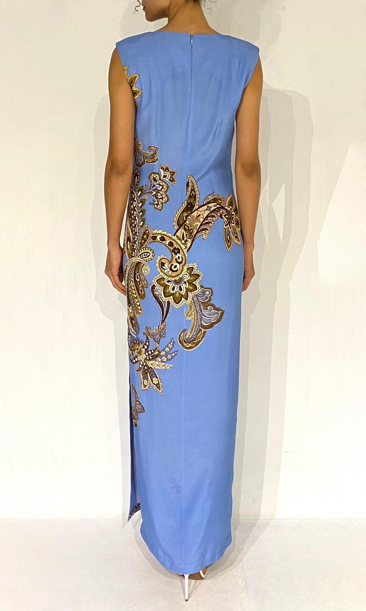 Womens | Saya Polyester Double Satin Maxi Dress | Cornflour Blue