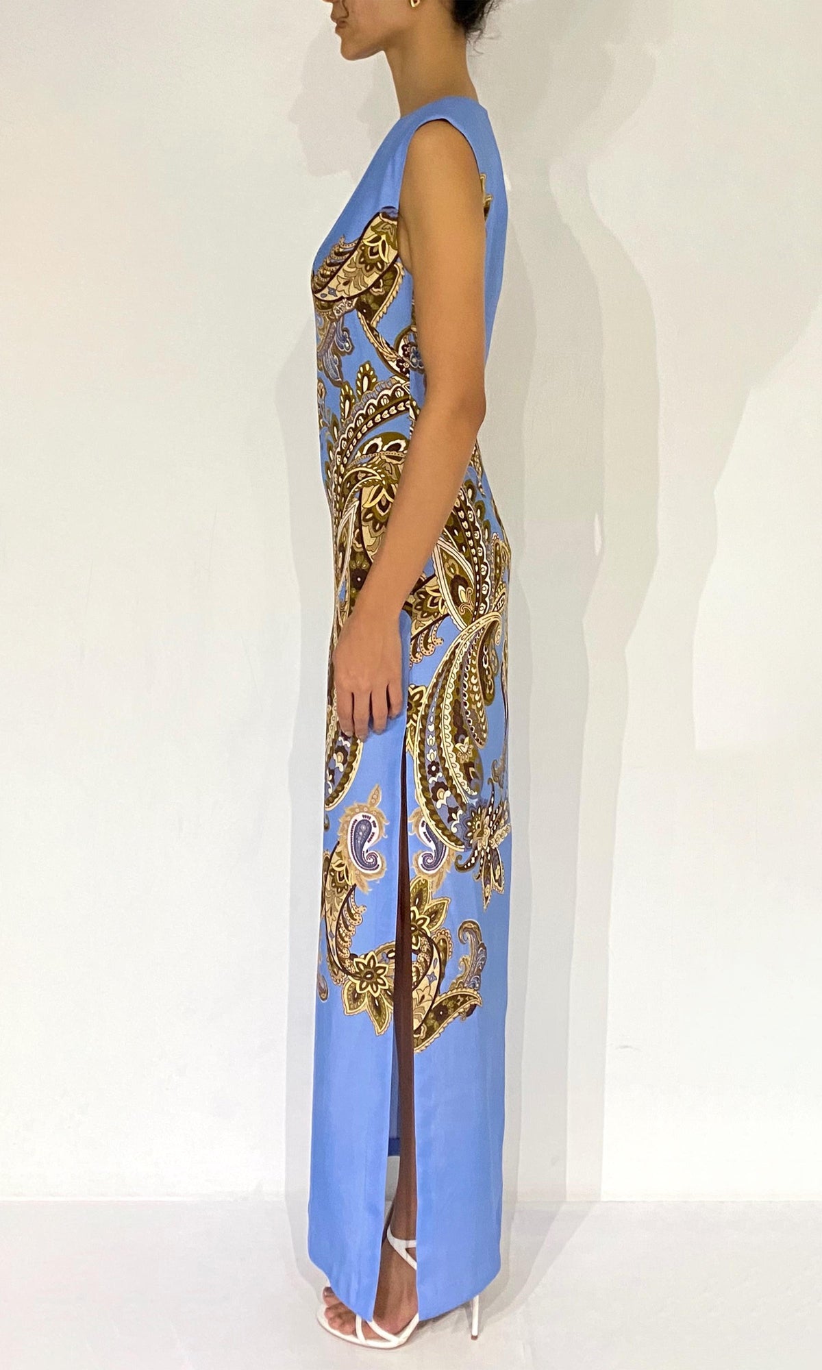 Womens | Saya Polyester Double Satin Maxi Dress | Cornflour Blue