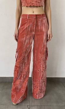 Womens | Sehr Polyester Crushed Velvet Pants | Pink