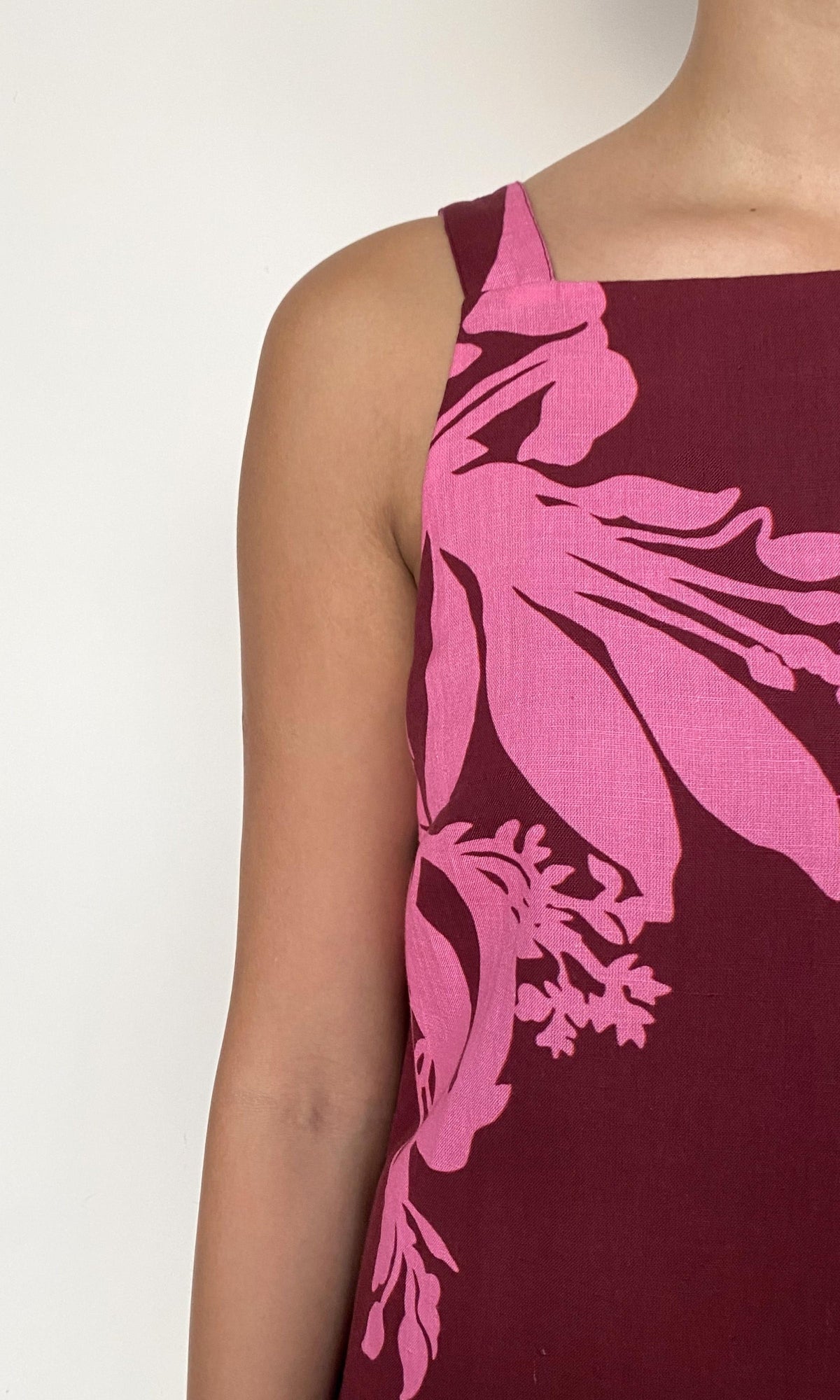 Hemant And Nandita | Tehr Linen Cotton Short Dress | Black Magenta
