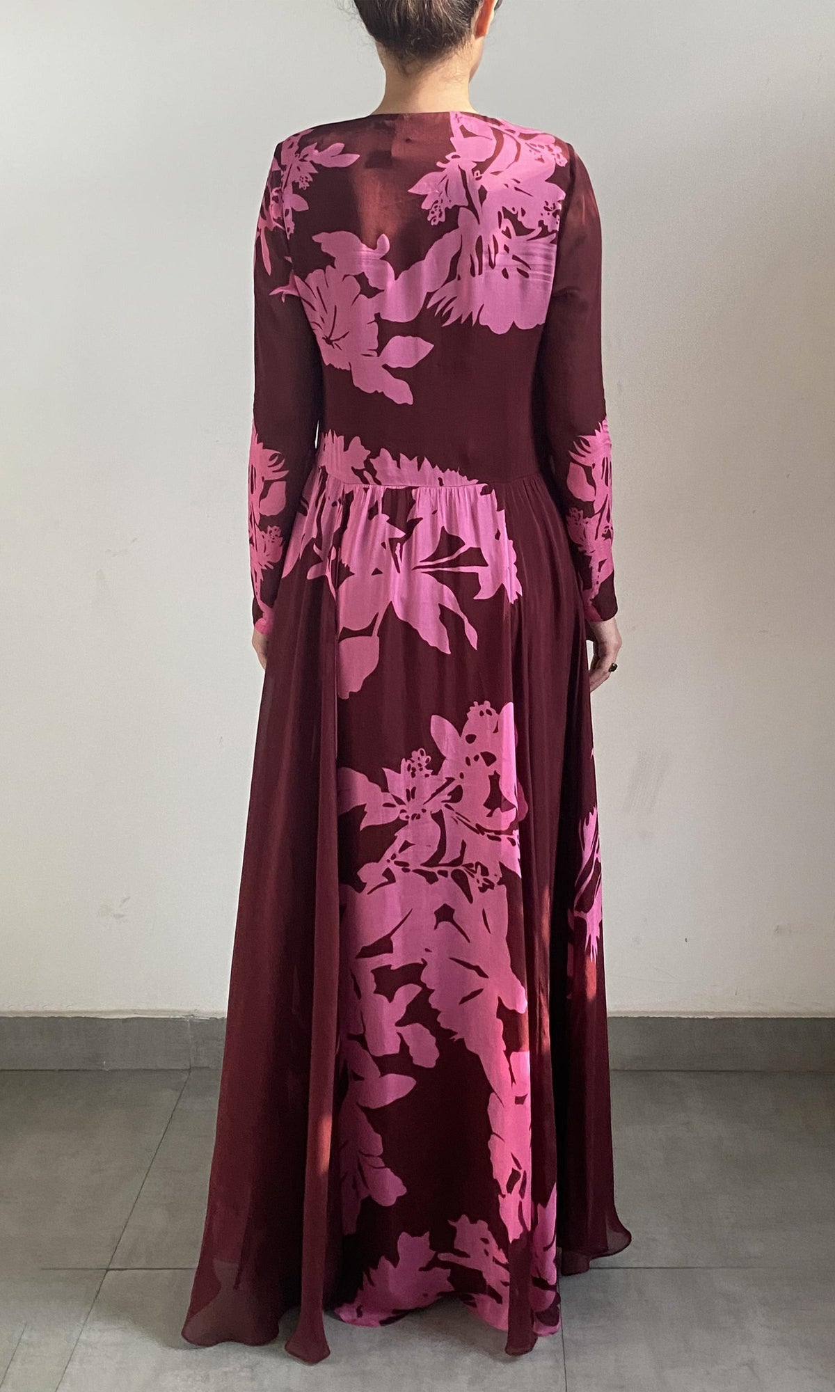 Womens | Tehr Viscose Flat Chiffon Long Dress | Black Magenta