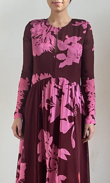 Womens | Tehr Viscose Flat Chiffon Long Dress | Black Magenta