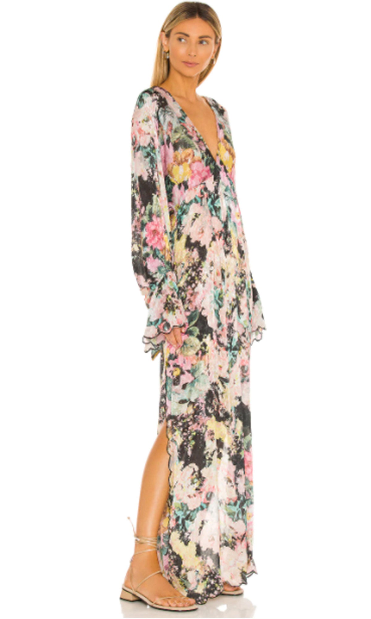 Womens | Teien Viscose Self Crepe Kaftan | Black