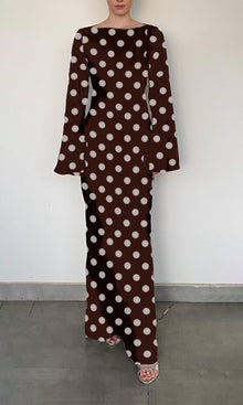 Hemant And Nandita | Tira Viscose Satin Long Dress | RE25 | Brown White