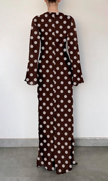 Hemant And Nandita | Tira Viscose Satin Long Dress | RE25 | Brown White