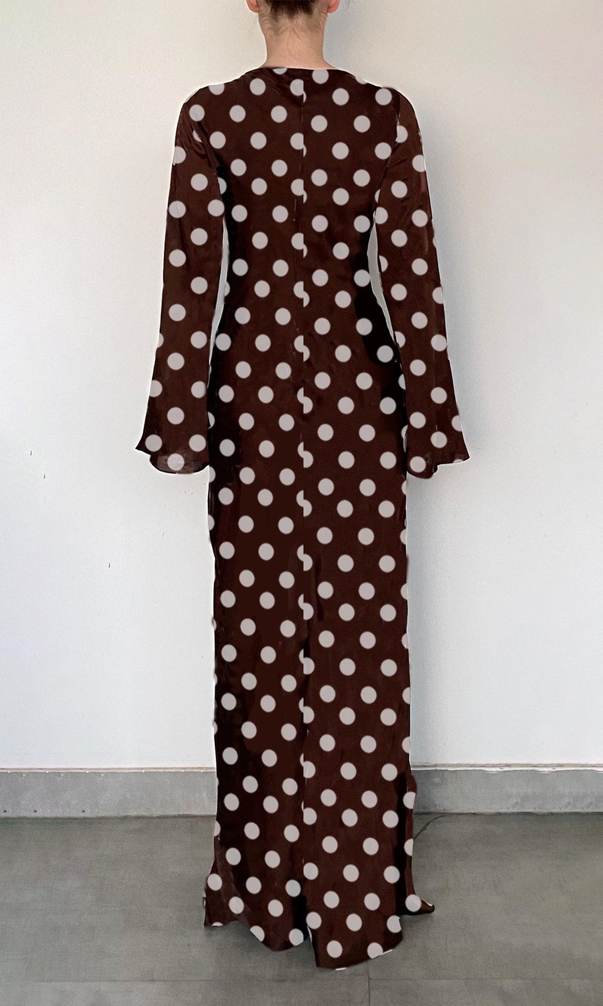Hemant And Nandita | Tira Viscose Satin Long Dress | RE25 | Brown White