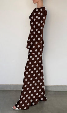 Hemant And Nandita | Tira Viscose Satin Long Dress | RE25 | Brown White