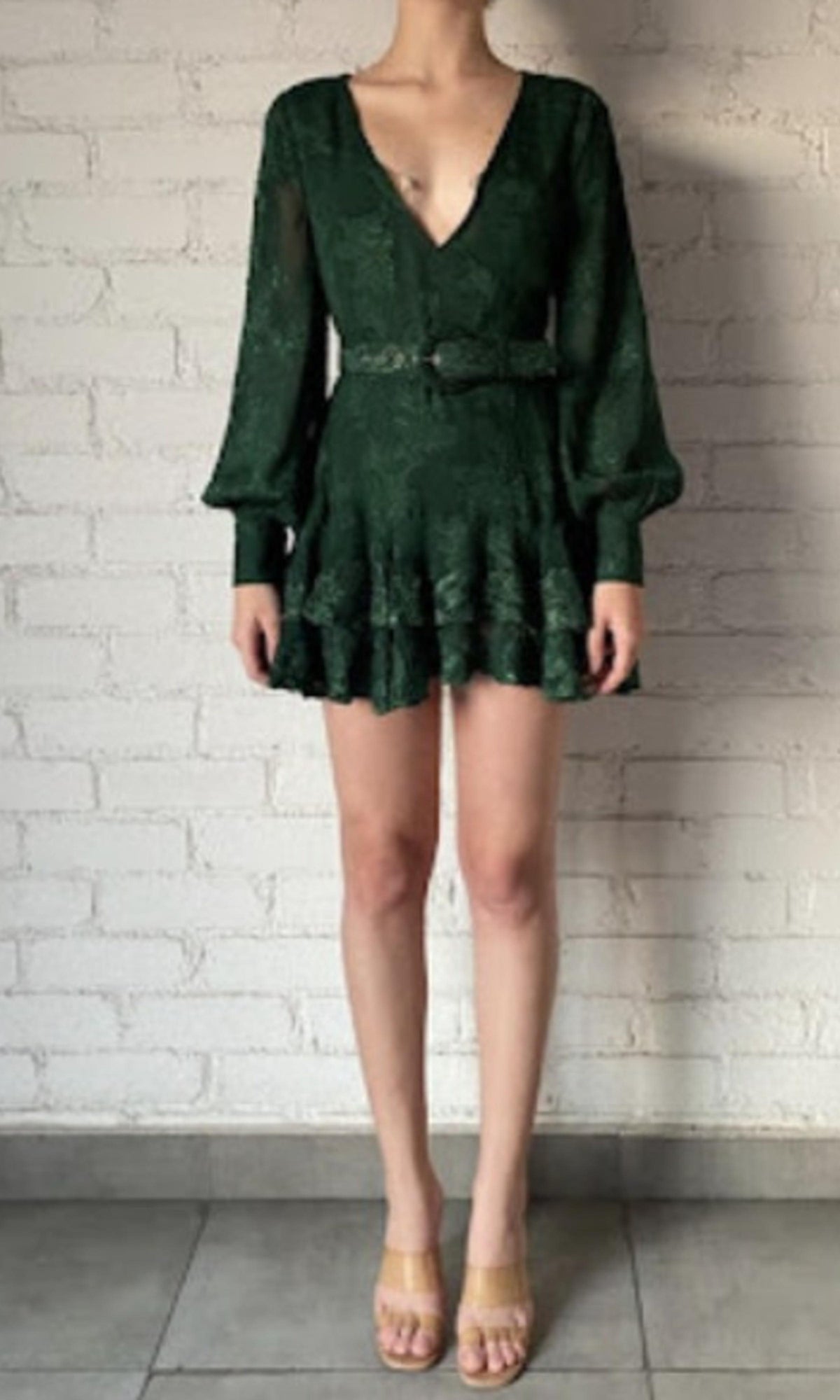 Hemant And Nandita | Tiya Viscose Georgette Short Dress | Green