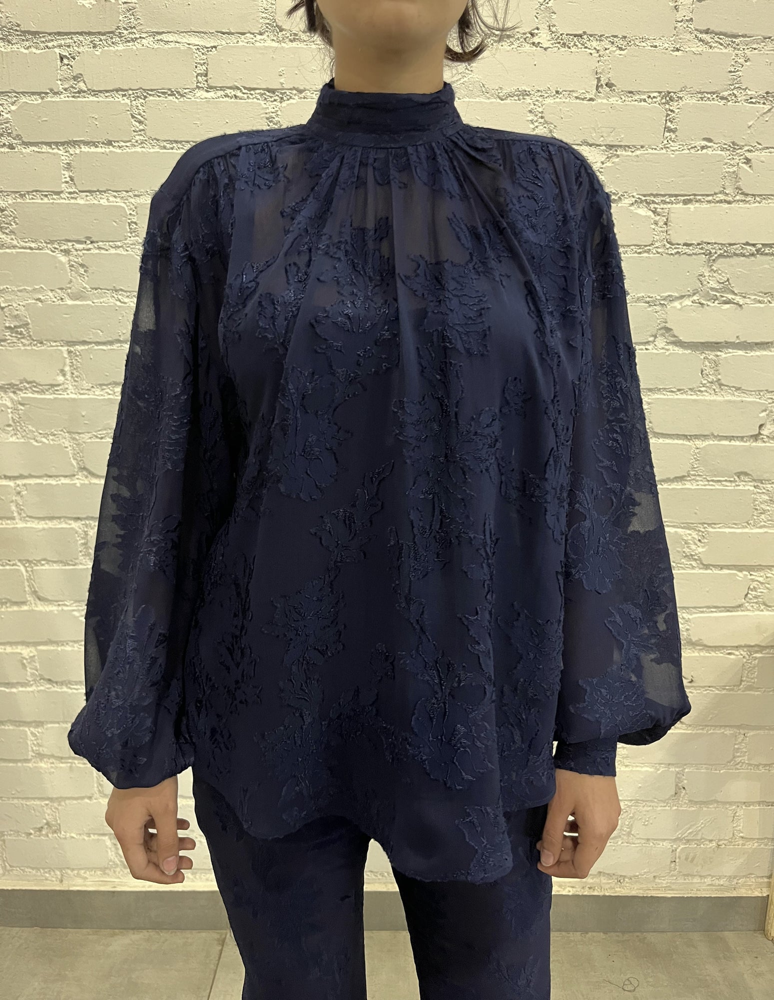 Hemant & Nandita | Tiya High-Neck Top | Navy
