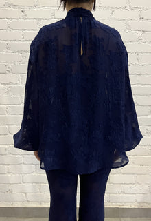 Hemant & Nandita | Tiya High-Neck Top | Navy