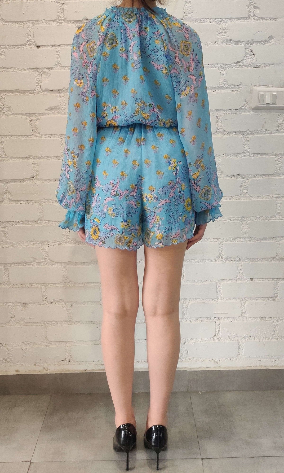 Hemant And Nandita | Vana Velvet Brasso Romper | White Multi