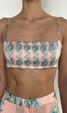 Hemant And Nandita | Wani Viscose Satin Bandeau | Pink Blue Multi