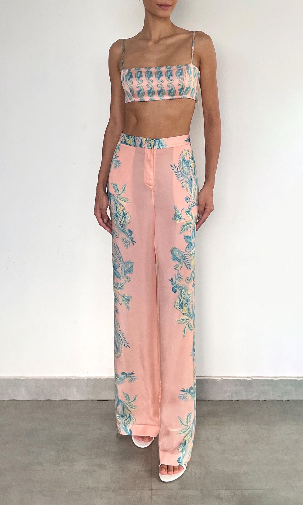 Hemant And Nandita | Wani Viscose Satin Bandeau | Pink Blue Multi