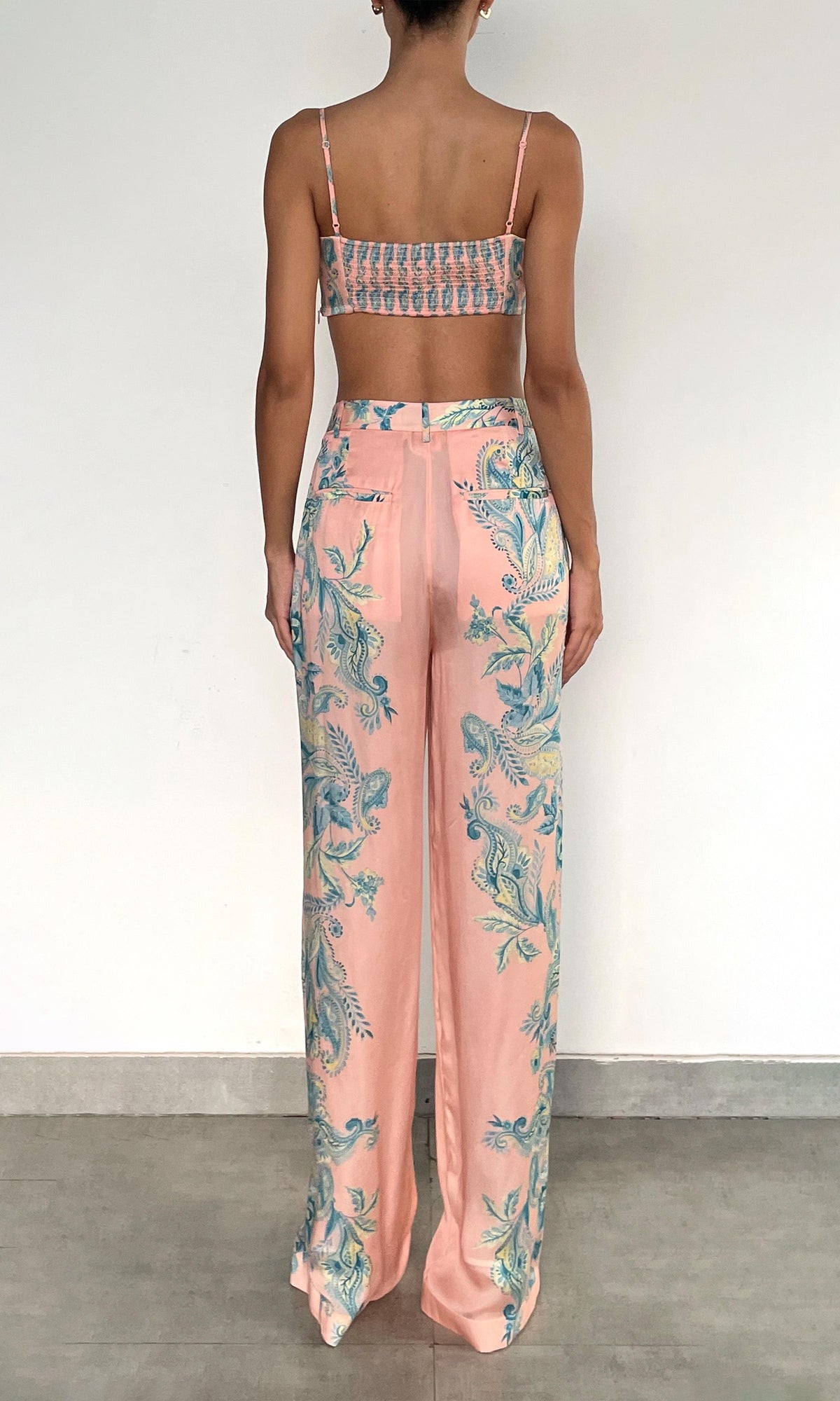 Hemant And Nandita | Wani Viscose Satin Bandeau | Pink Blue Multi