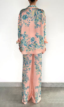 Womens | Wani Viscose Satin Oversized Shirt | Pink Blue Multi