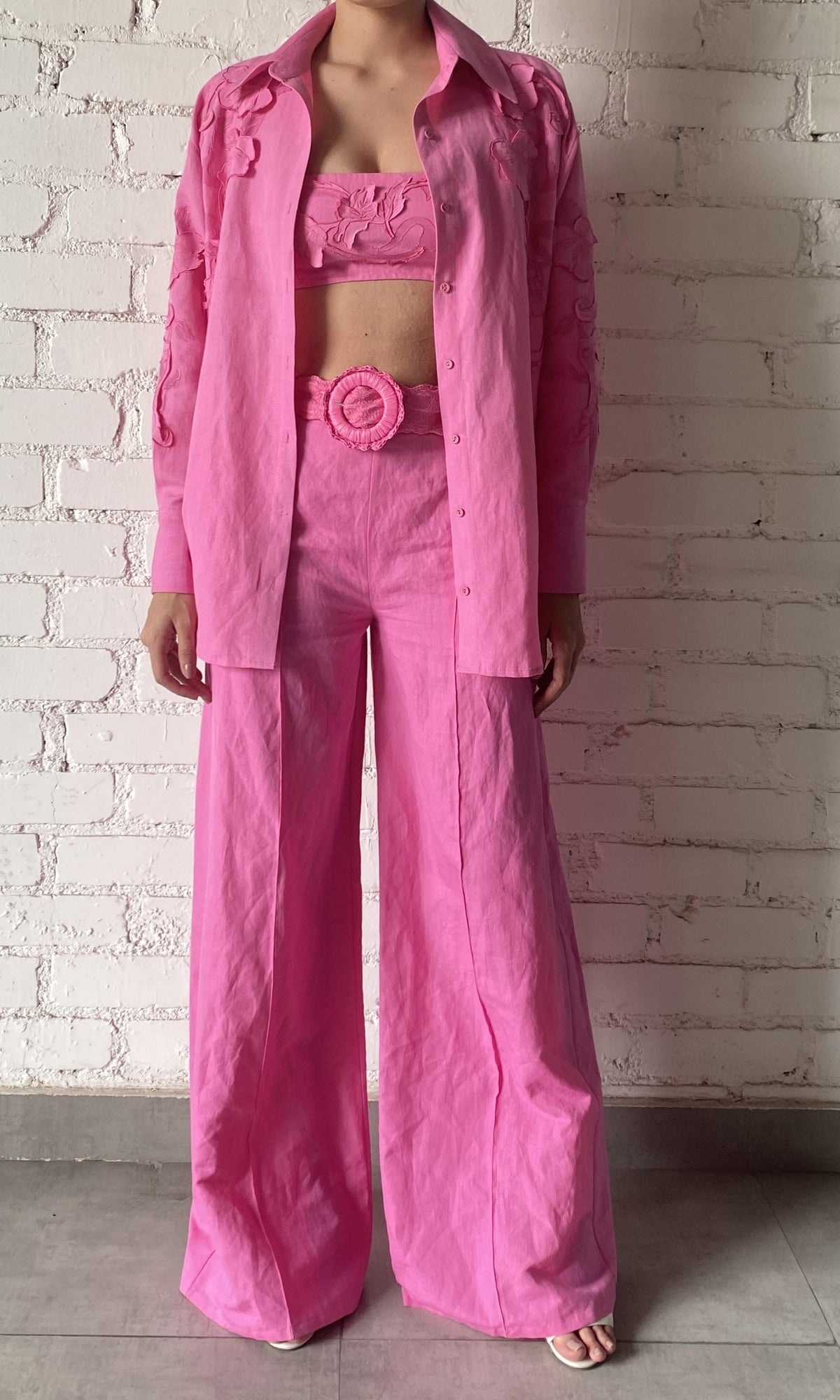 Womens | Yuri Linen Cotton Oversized Shirt | Pink