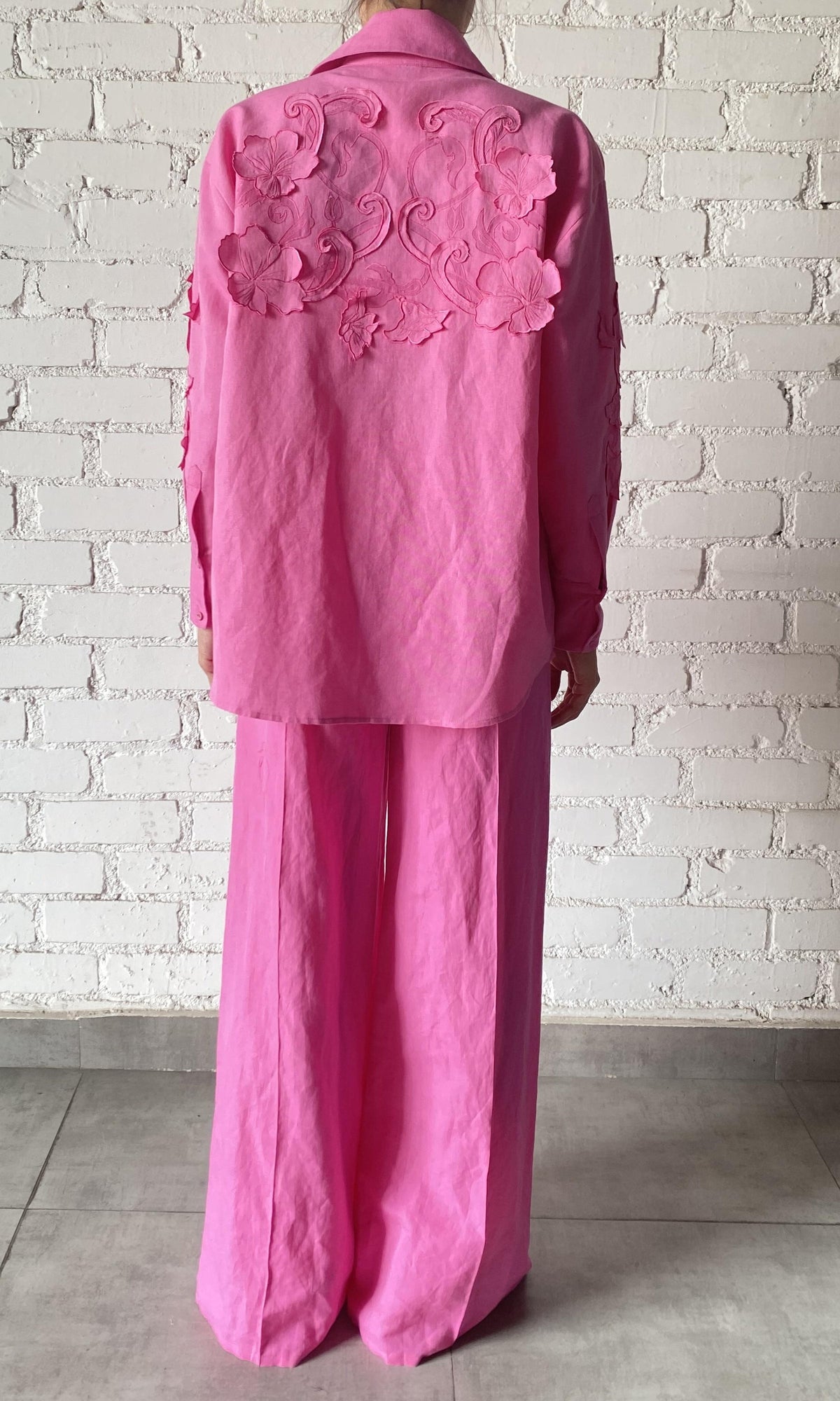 Womens | Yuri Linen Cotton Oversized Shirt | Pink