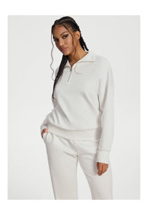 Half-Zip Long Sleeve Sweatshirt | White