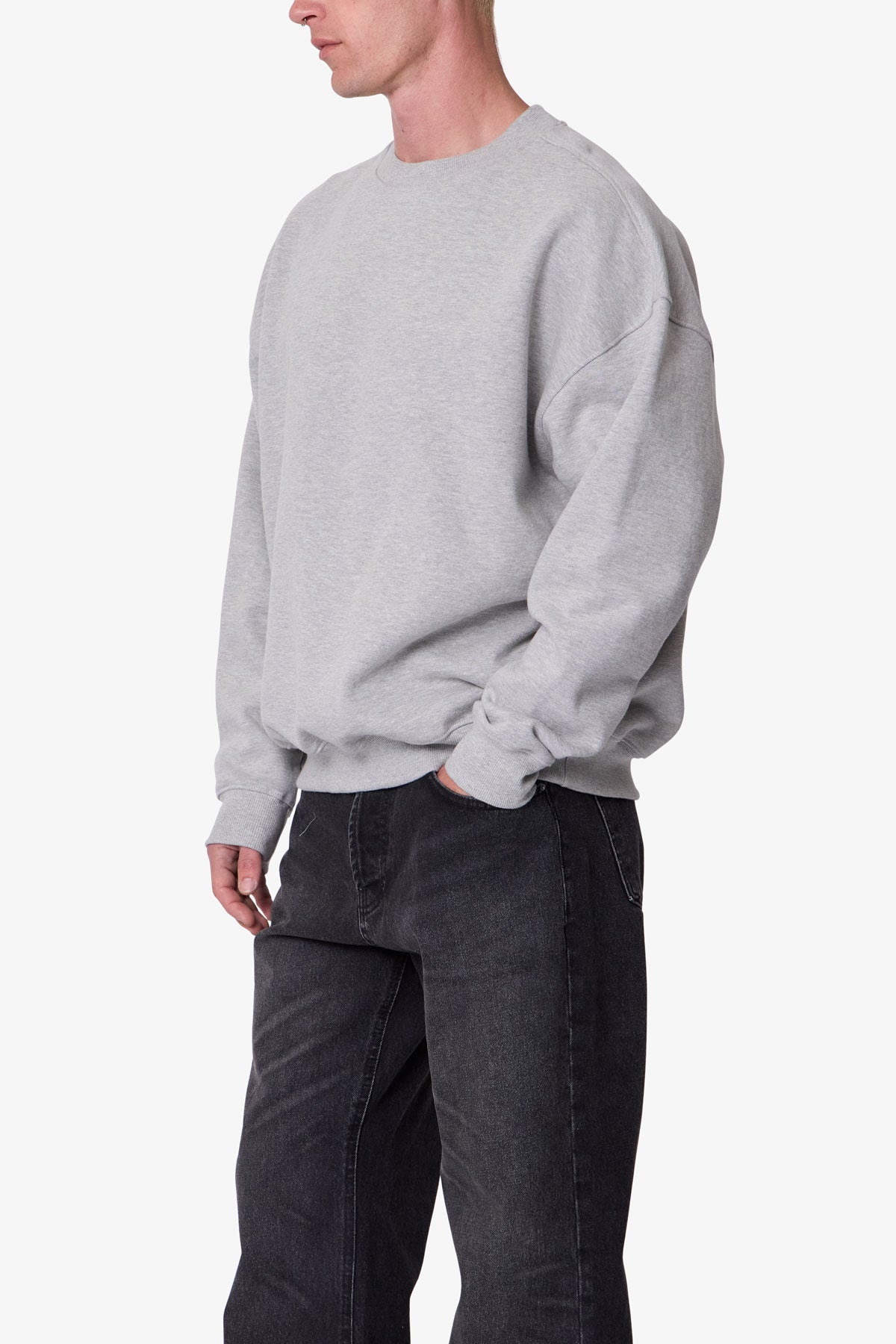 Heavy Basic Crewneck Sweater | Heather Grey