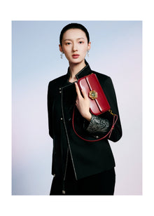 Hetian Jade Rotating Peony Button Bag | Red