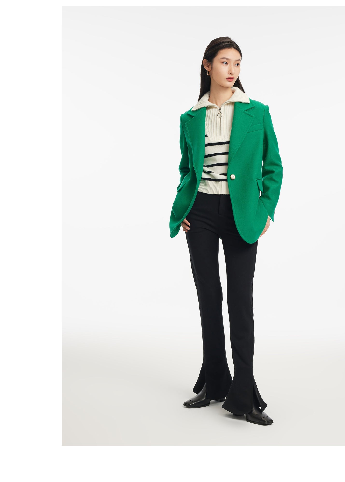 High-waisted Bootcut Pants | Black