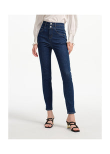High-waisted Springy Pants | Blue