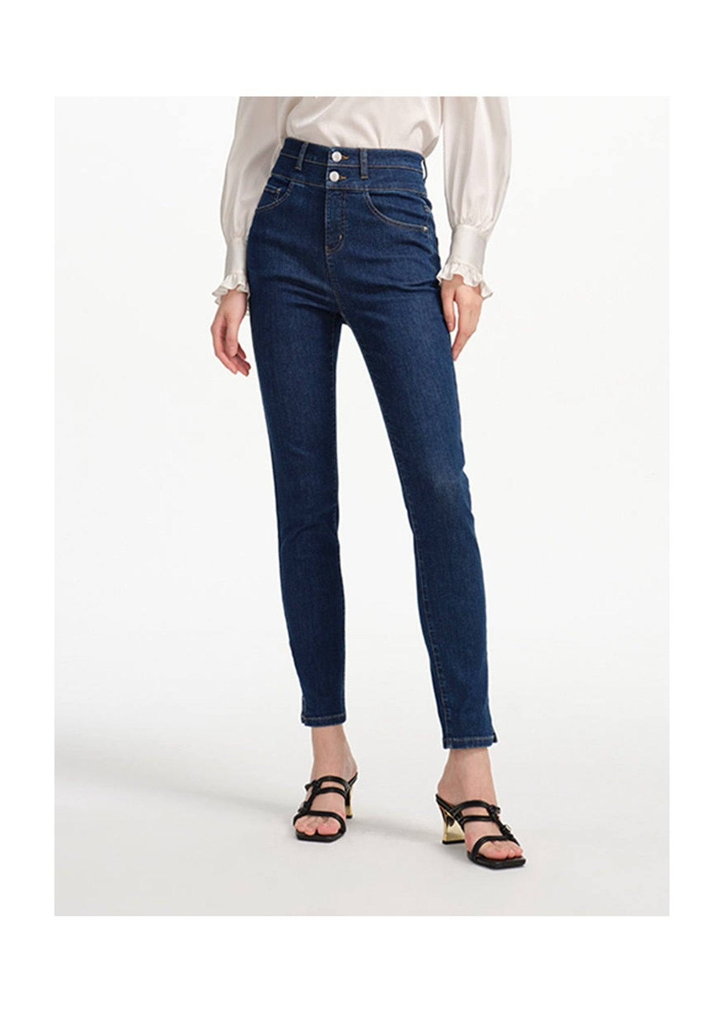 High-waisted Springy Pants | Blue