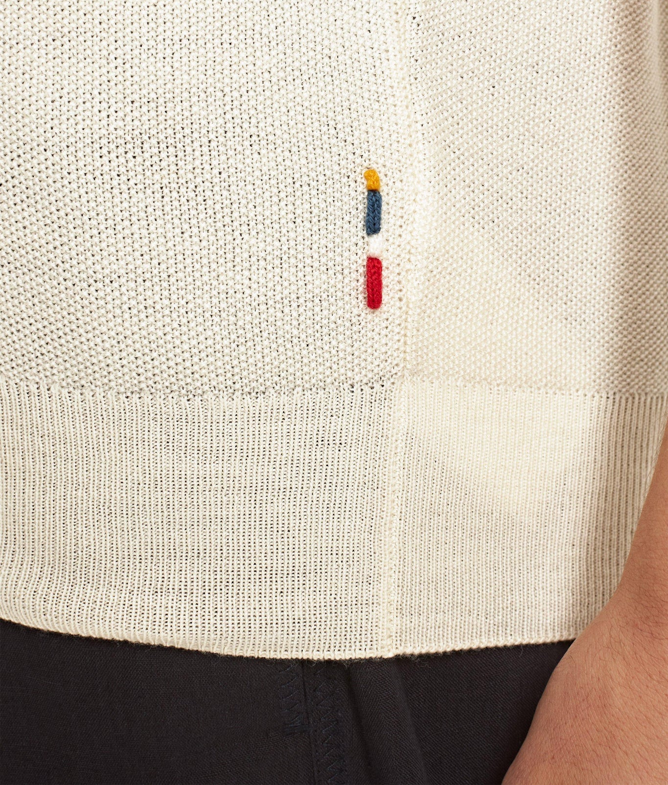 Horton Tailored Fit Chevron Tipping Merino Polo Shirt | White Sand/Night Iris