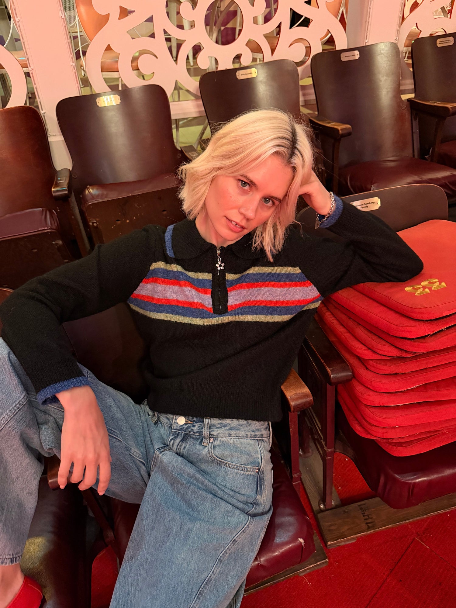 Wylie Half Zip Sweater | Black Multi