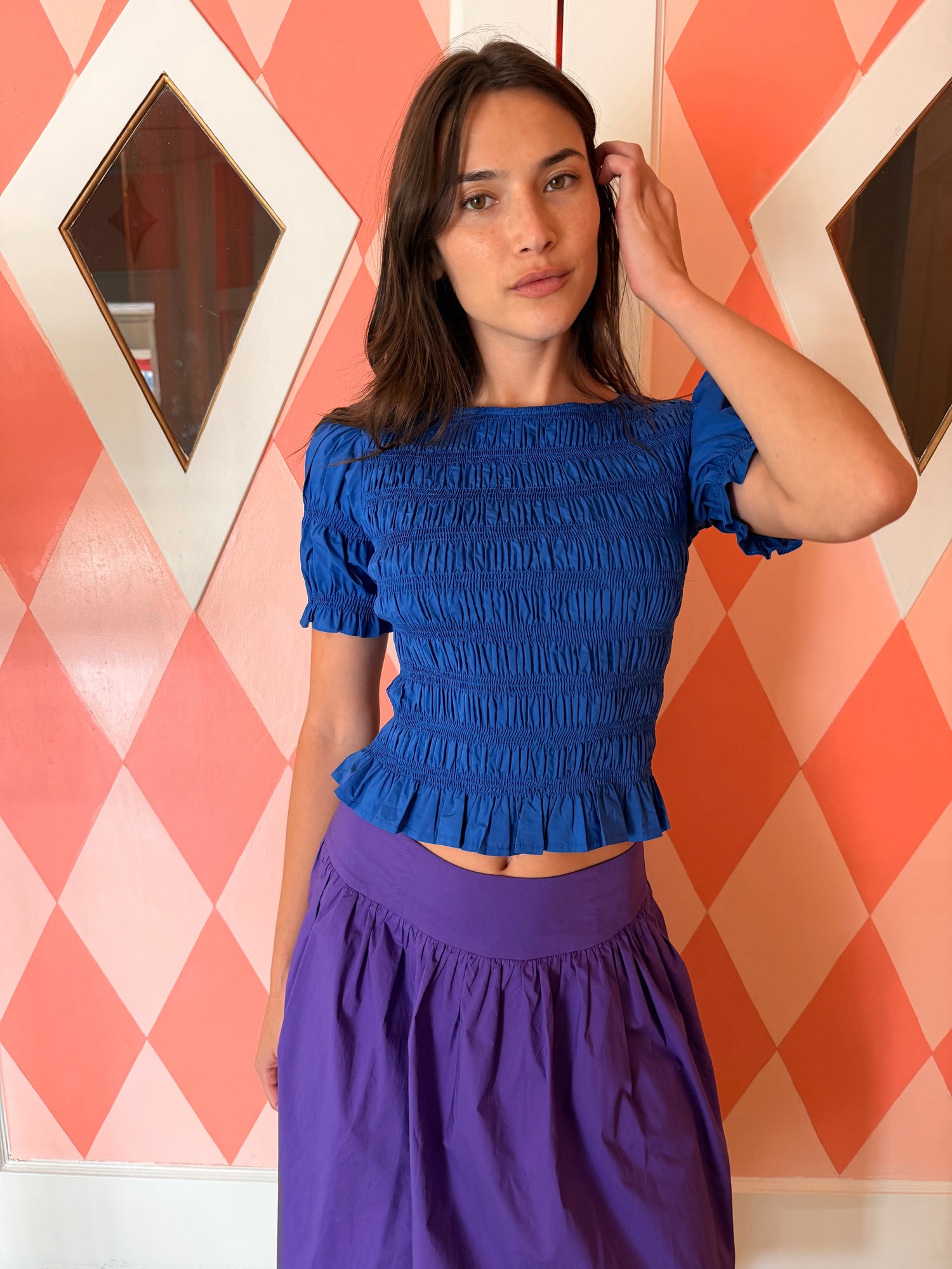 Sienna Smocked Top | Cobalt